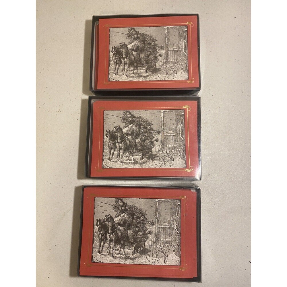 Vintage Christmas Card Bundle - 3 packs of 2002 Mystic Seaport Cards [Item 537]